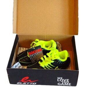 Eletto Toddler Y9 Soccer‎ Cleats Mondo RB Jr. Black Neon Yellow New in Box